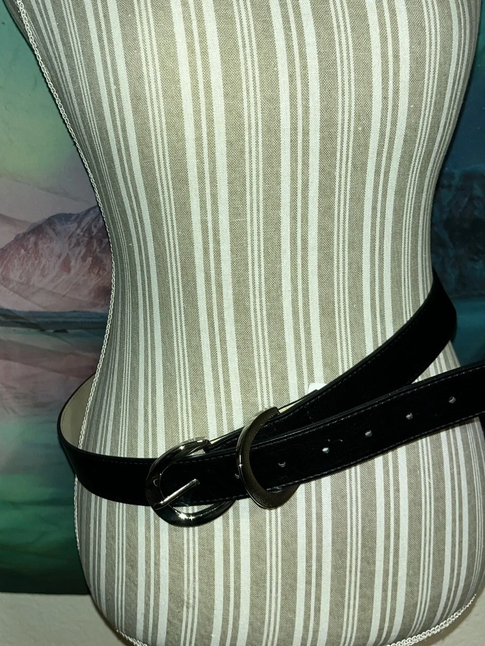Classic Black Belt with double Silver Buckle